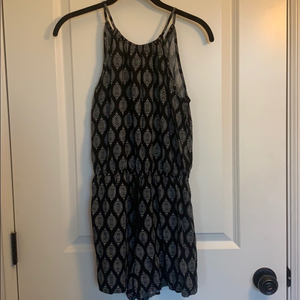 black and white triple print romper